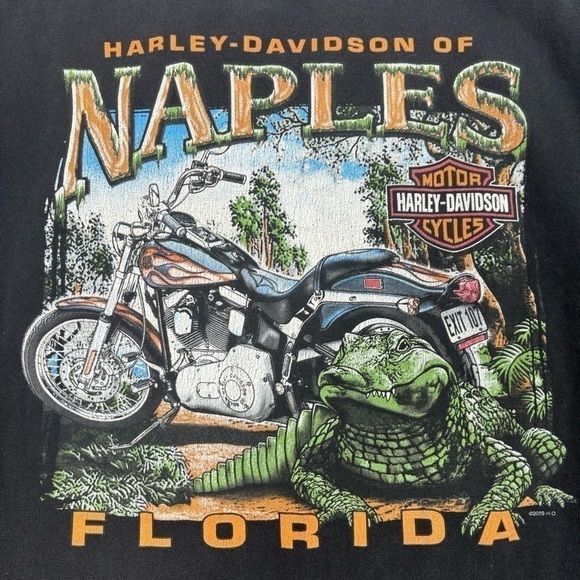 Harley Davidson Shirt Mens XXL Naples Florida Alligator Beach HD Authentic Basic - Picture 1 of 6